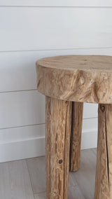 Senufo Round Stool Bench Side Table Natural