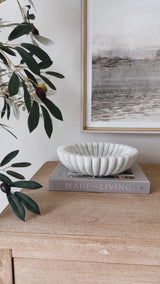 Marble Fluted Scalloped Bowls Large