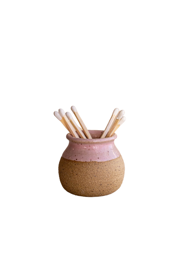 Pink Match Striker - Handmade Two Toned Strike Mini Pottery - Luxe B Pampas Grass  Canada , dried flowers and pampas grass Canadian Company. Bulk and wholesale dried flowers and pampas grass fluffy. Large White Pampas Grass Toronto